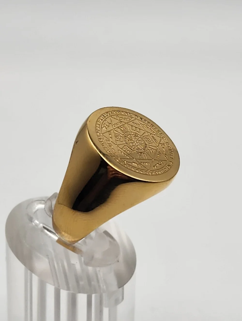 Gold Tone Seven Archangels Seal Signet Ring (10.5)